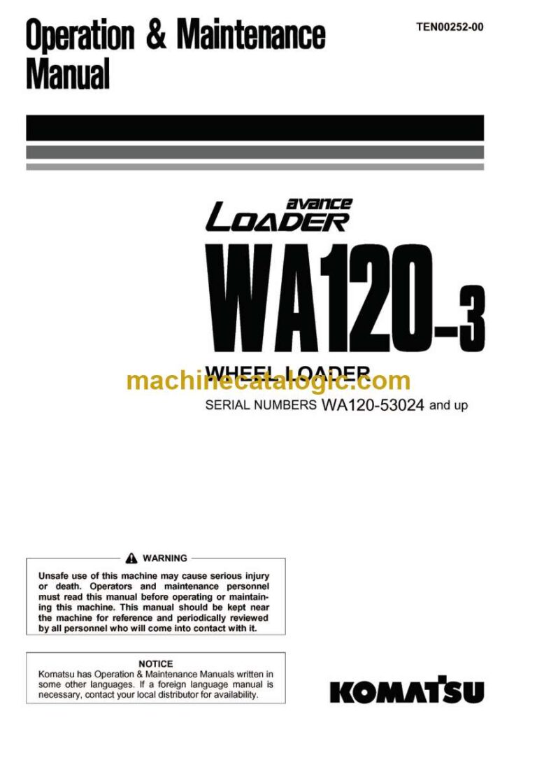 Komatsu WA120-3 Wheel Loader Operation and Maintenance Manual (TEN00252-00)
