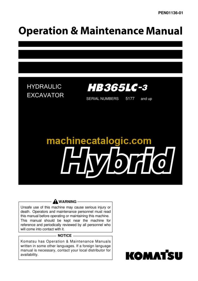 Komatsu HB365LC-3D Hydraulic Excavator Operation and Maintenance Manual (PEN01136-01)