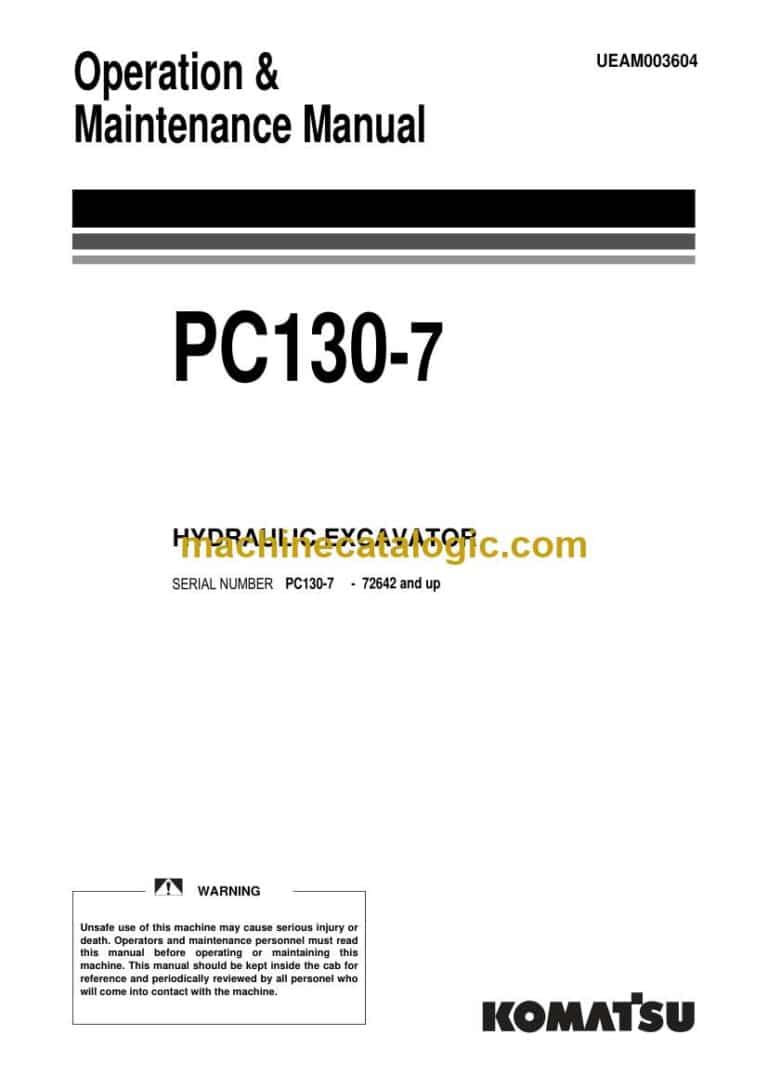 Komatsu PC130-7 Hydraulic Excavator Operation and Maintenance Manual (UEAM003604)