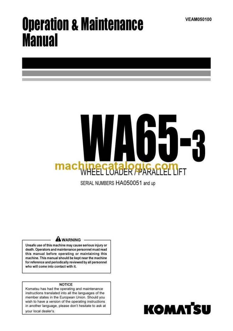 Komatsu WA65-3 Operation and Maintenance Manual (VEAM050100)