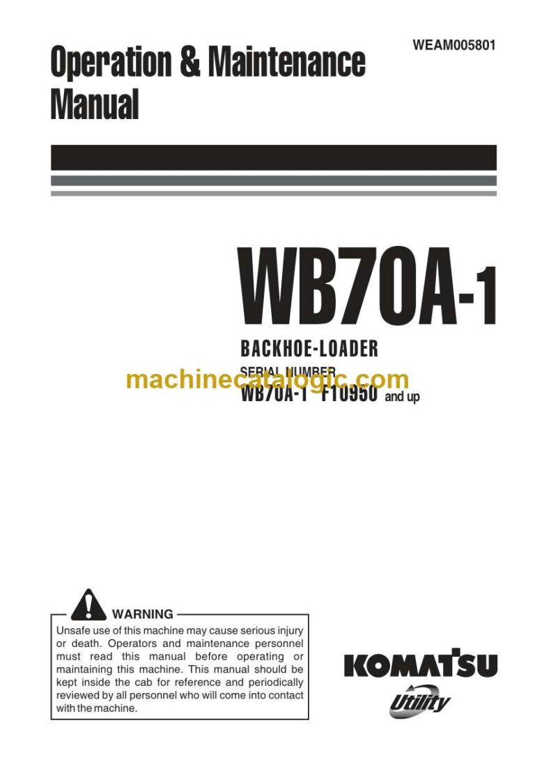 Komatsu WB70A-1 Backhoe Loader Operation and Maintenance Manual (WEAM005801)