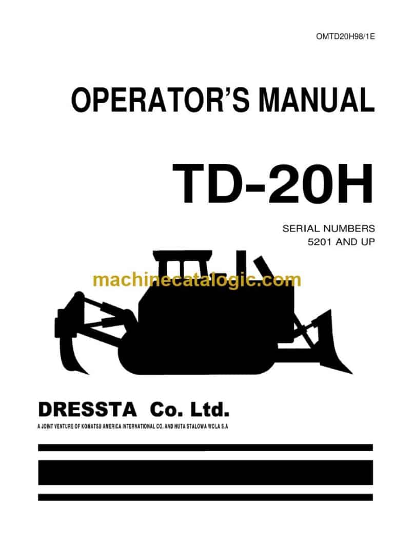Komatsu TD-20H Operation and Maintenance Manual (OMTD20H98-1E)
