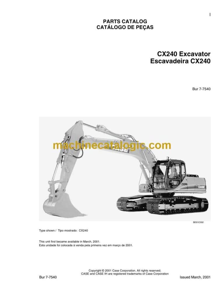 Case CX240 Excavator Parts Catalog (7-7540)