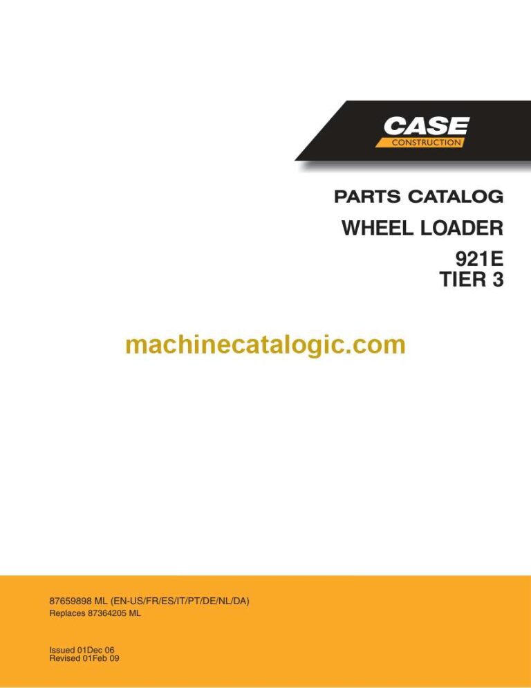Case 921E Tier 3 Wheel Loader Parts Catalog (87659898ML)