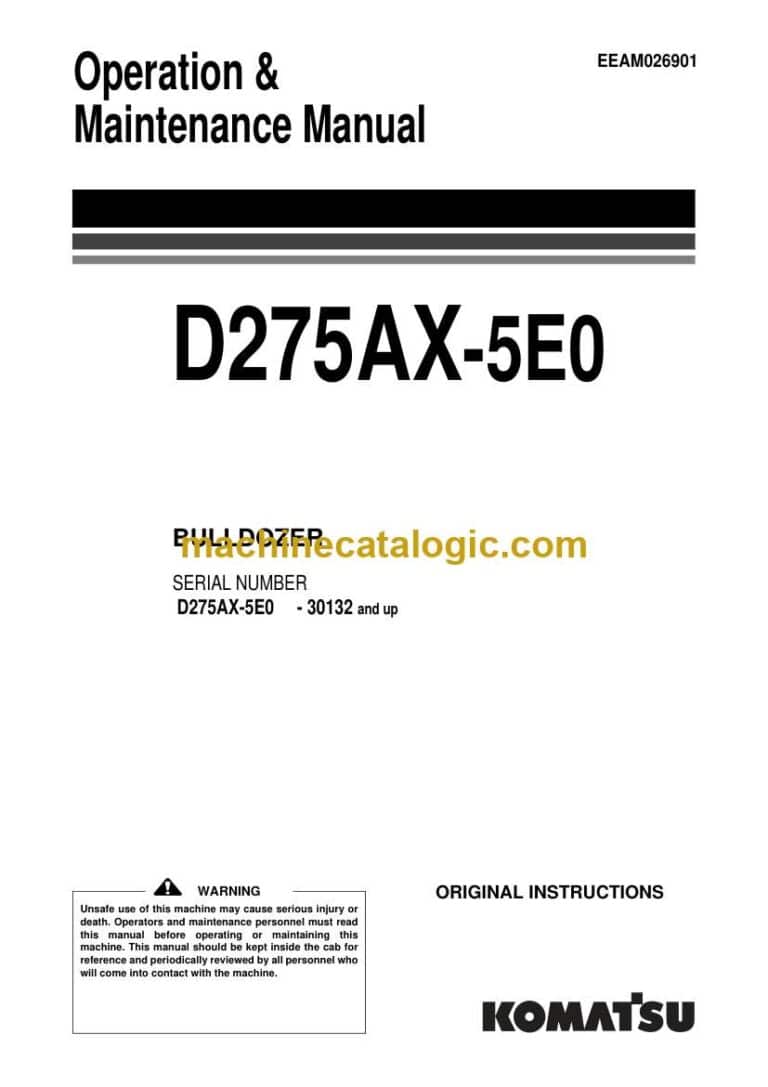 Komatsu D275AX-5E0 Bulldozer Operation and Maintenance Manual (EEAM026901)