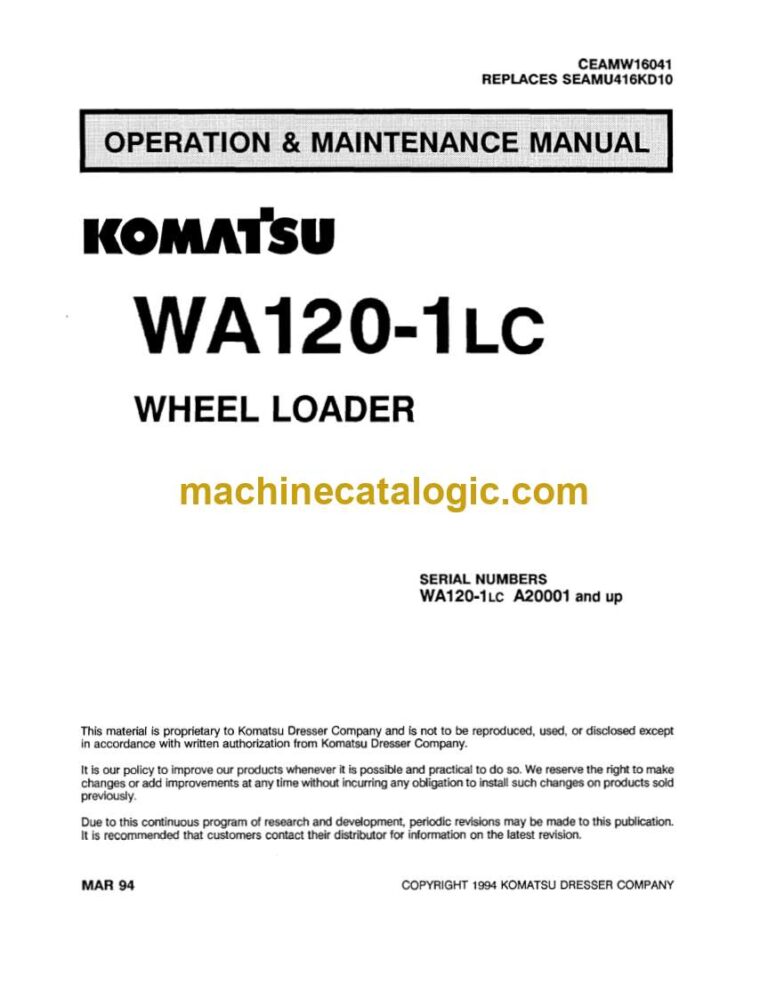 Komatsu WA120-1LC Wheel Loader Operation and Maintenance Manual (CEADW16041)