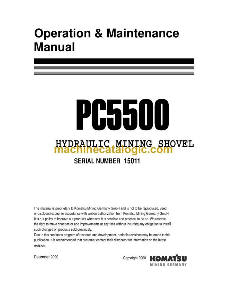 Komatsu PC5500 Hydraulic Mining Shovel Operation and Maintenance Manual (OG_PC5500_15011)
