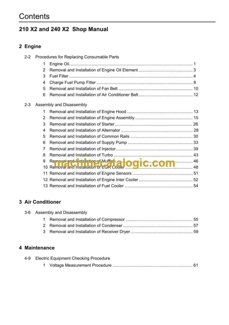 Link Belt 210X2, 240X2 Excavator Shop Manual