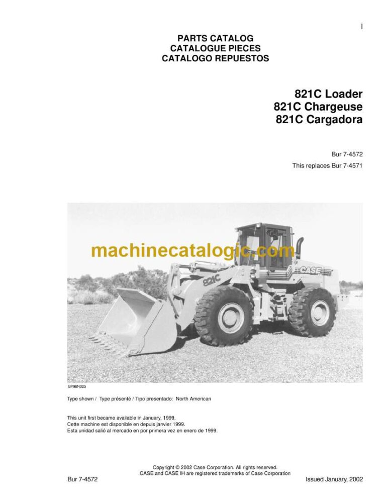 Case 821C Loader Parts Catalog (7-4572)