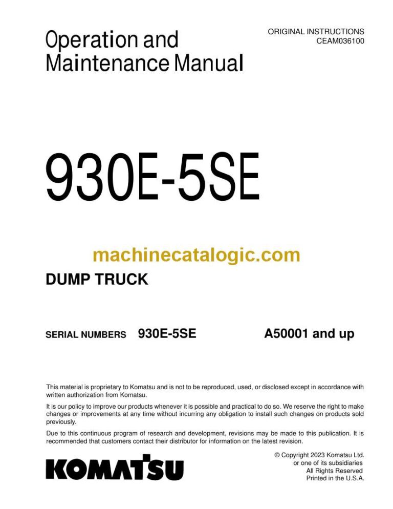Komatsu 930E-5SE Dump Truck Operation and Maintenance Manual (CEAM036100)