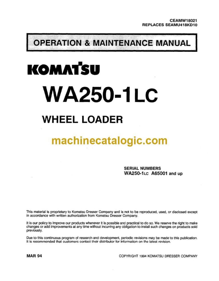 Komatsu WA250-1LC Wheel Loader Operation and Maintenance Manual (CEADW18021)