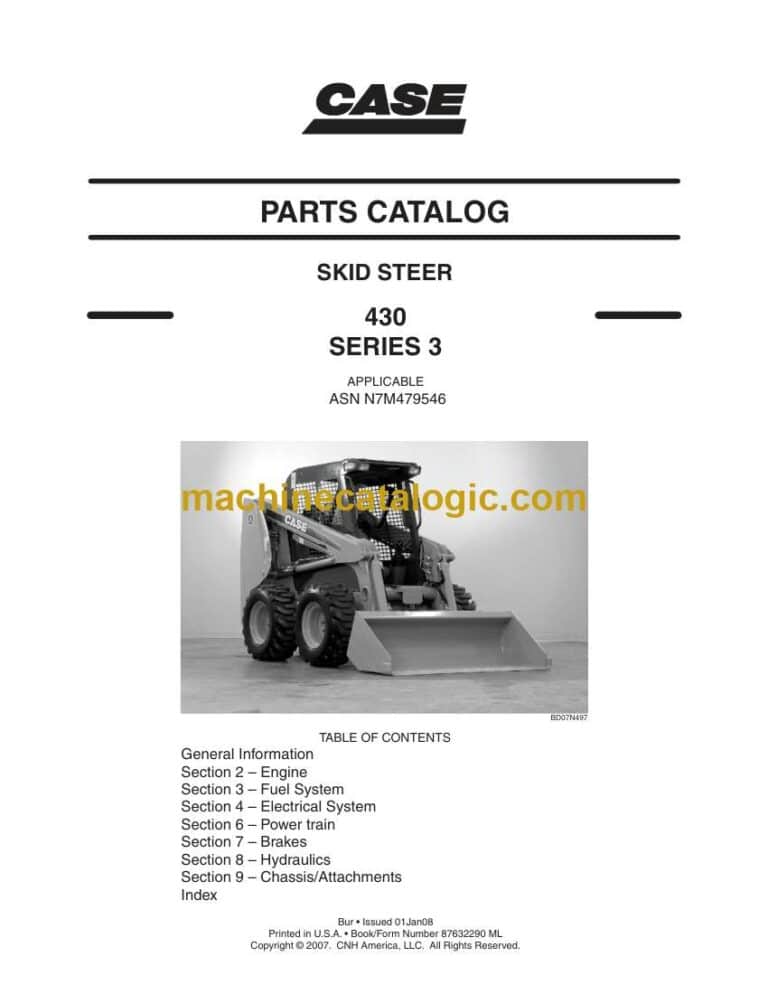 Case 430 Series 3 Skid Steer Loader Parts Catalog (87632290ML)