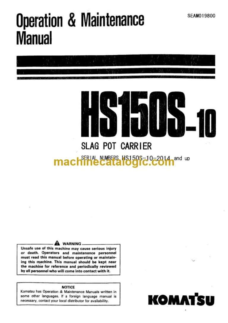 Komatsu HS150S-10 Slag Pot Carrier Operation and Maintenance Manual (SEAM019800)