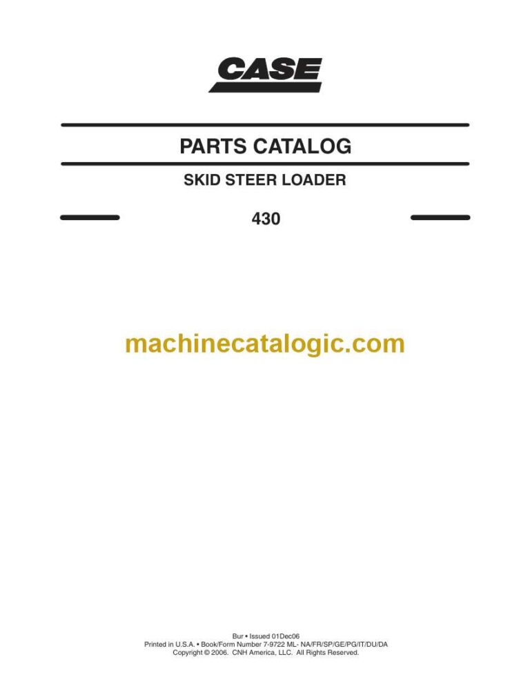 Case 430 Skid Steer Loader Parts Catalog (7-9722ML)