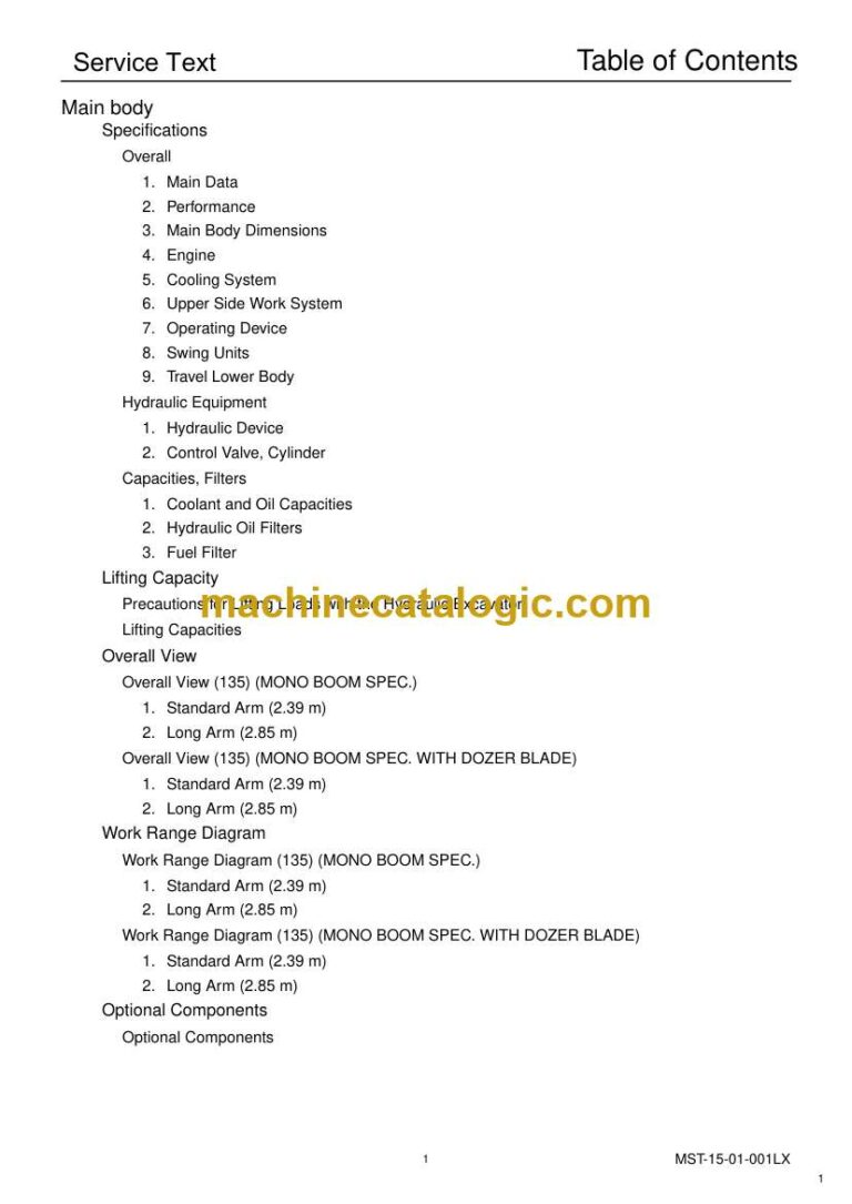 Link Belt 135 Tier3 Spin Ace Excavator Service Text Manual