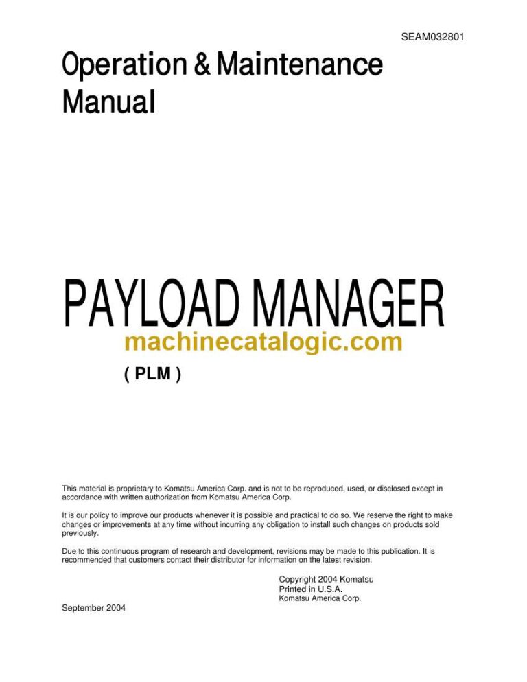 Komatsu PLM Payload Manager Operation and Maintenance Manual (SEAD032801)