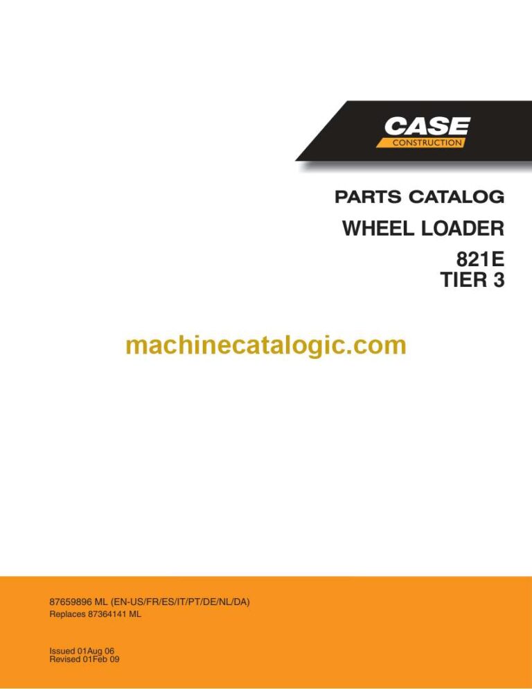 Case 821E Tier 3 Wheel Loader Parts Catalog (87659896ML)
