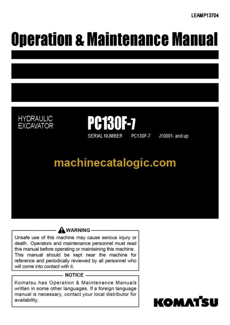 Komatsu PC130F-7 Hydraulic Excavator Operation and Maintenance Manual (LEAMP13704)