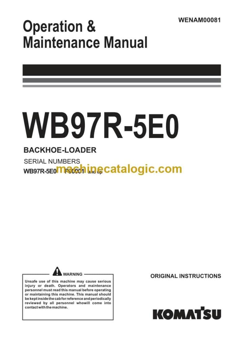 Komatsu WB97R-5E0 Operation and Maintenance Manual (WENAM00081)