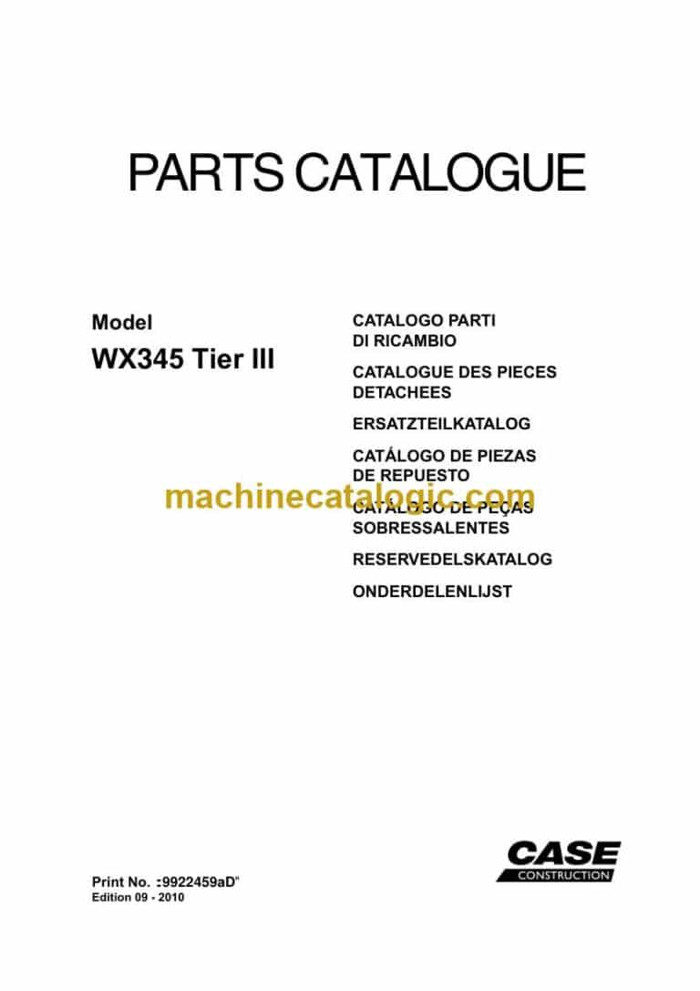 Case WX125 Tier 3 Wheeled Excavator Parts Catalog (87700237B_A4)