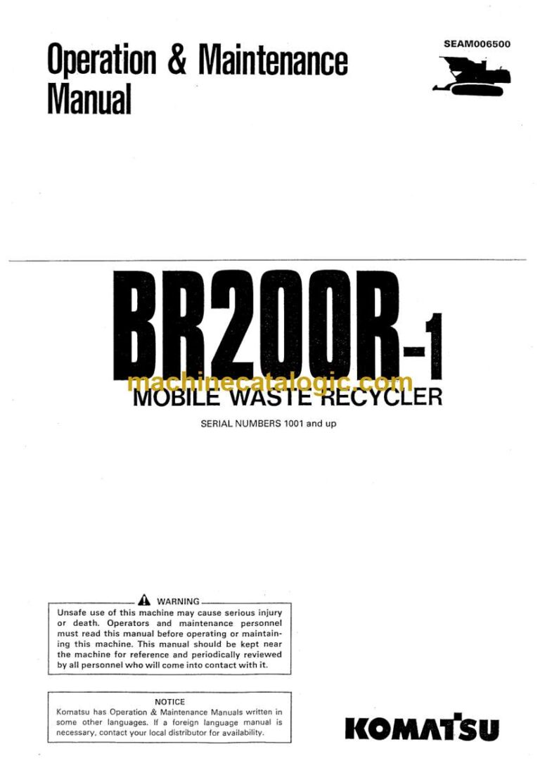 Komatsu BR200R-1 Mobile Waste Recycler Operation and Maintenance Manual (SEAM006500)
