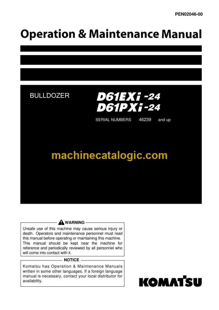 Komatsu D61EXi-24, D61PXi-24 Bulldozer Operation and Maintenance Manual (PEN02046-00)