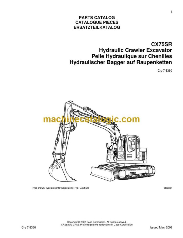 Case CX75SR Hydraulic Crawler Excavator Parts Catalog (7-8360)