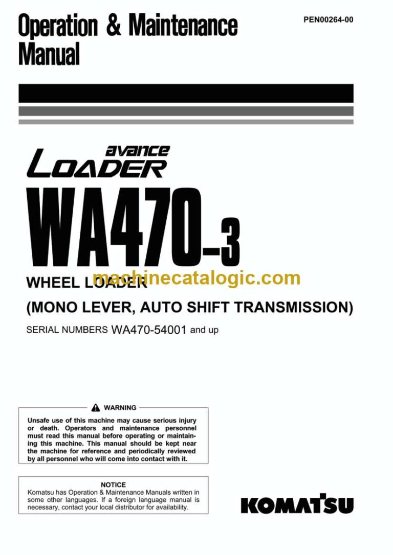 Komatsu WA470-3 Wheel Loader Operation and Maintenance Manual (PEN00264-00)