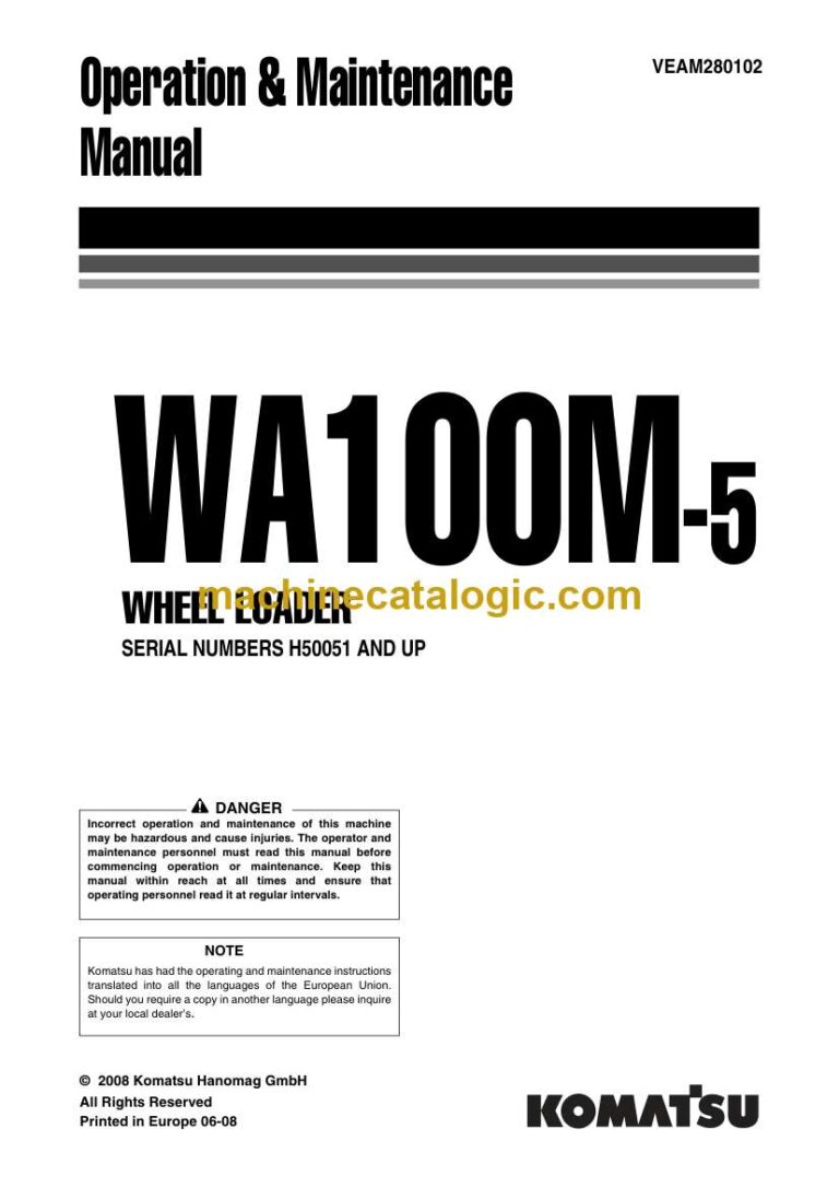 Komatsu WA100M-5 Wheel Loader Operation and Maintenance Manual (VEAM280102)