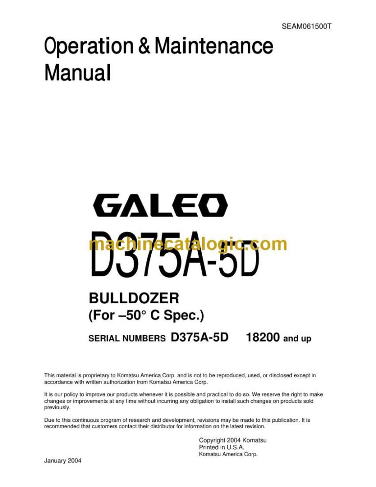 Komatsu D375A-5D Bulldozer Operation and Maintenance Manual (SEAD061500)