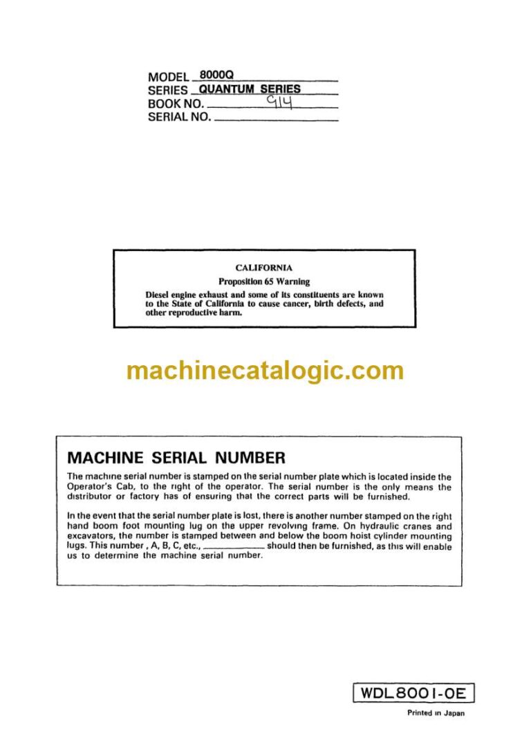 Link Belt 8000Q Quantum Operators Manual