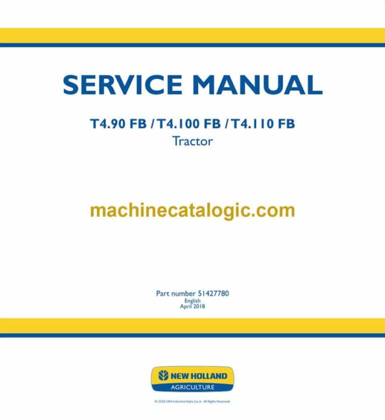 New Holland T4.90 FB, T4.100 FB, T4.110 FB Tractor Service Manual (51427780)