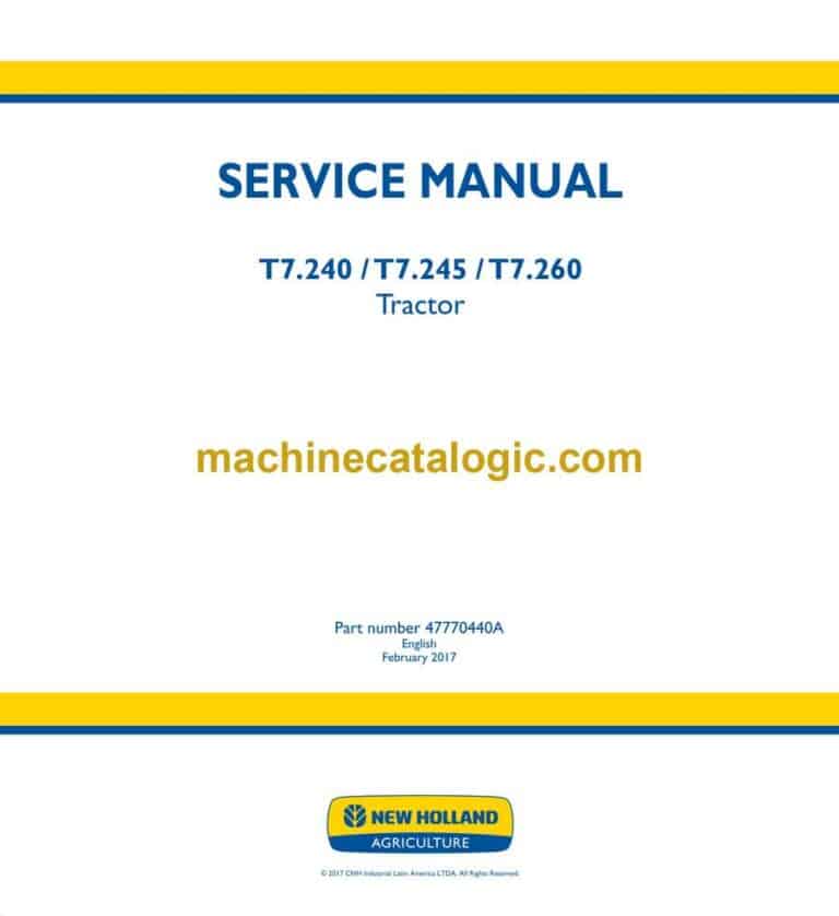 New Holland T7.240, T7.245, T7.260 Tractor Service Manual (47770440A)