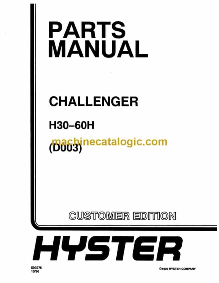 Hyster H30, H60H (D003) Challenger Forklift Parts Manual