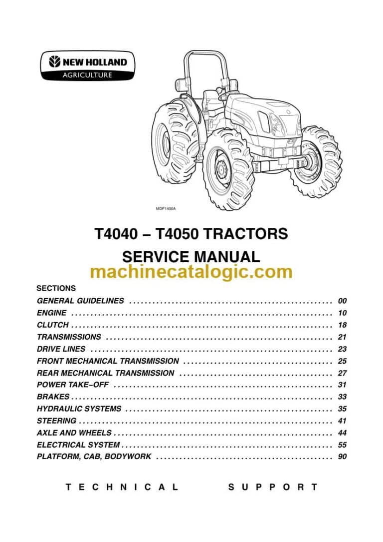 New Holland T4040, T4050 Tractor Service Manual (87744428A)