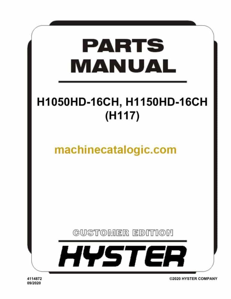 Hyster H1050HD-16CH, H1150HD-16CH (H117) Forklift Parts Manual