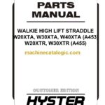 Hyster W20XTA, W30XTA, W40XTA (A453) W20XTR, W30XTR (A455) Walkie High Lift Straddle Parts Manual