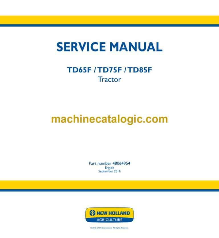New Holland TD65F, TD75F, TD85F Tractor Service Manual (48064954)