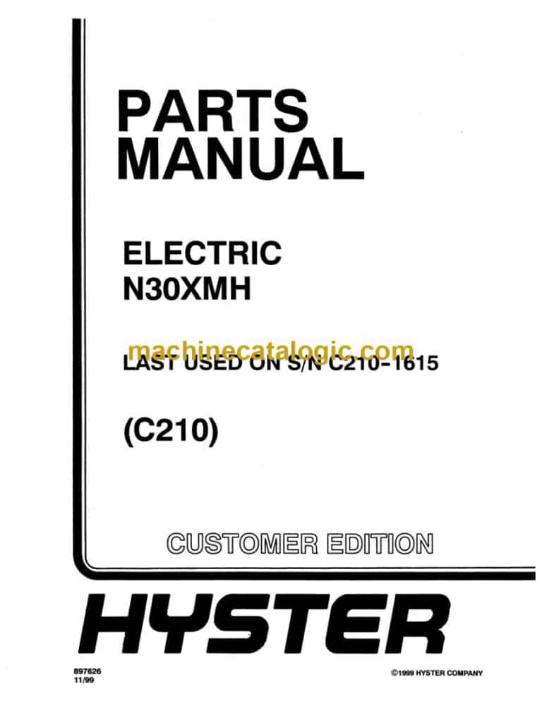 Hyster N30XMH (C210) Forklift Parts Manual