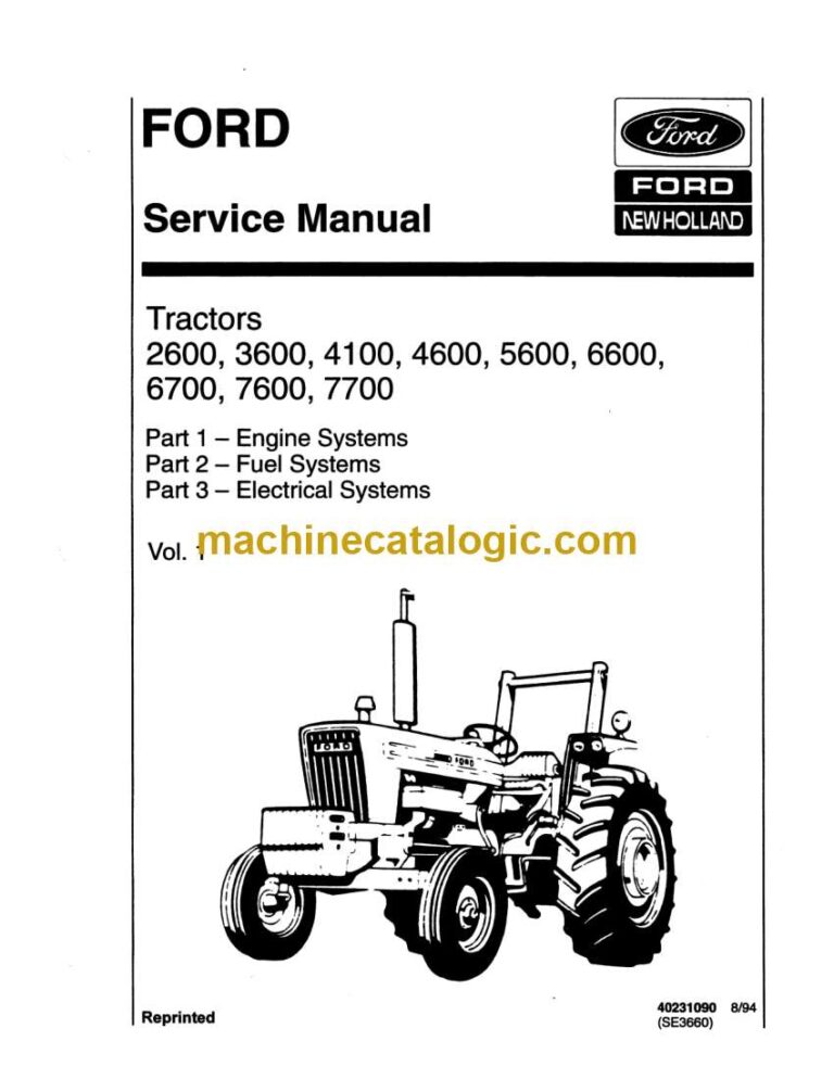New Holland 2600, 3600, 4100, 4600, 5600, 6600, 6700, 7600, 7700 Tractor Service Manual (40231090-1)