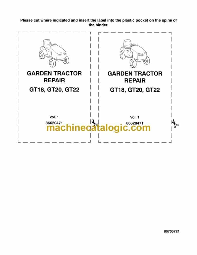 New Holland GT18, GT20, GT22 Garden Tractor Repair Manual (86620471)