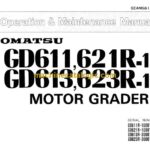 Komatsu GD611, GD621R-1, GD613, GD623R-1 Motor Grader Operation and Maintenance Manual (SEAMG611R104)