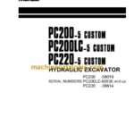 Komatsu PC200-5custom, PC200LC-5custom, PC220-5custom Hydraulic Excavator Operation and Maintenance Manual (SEAM0205C505)