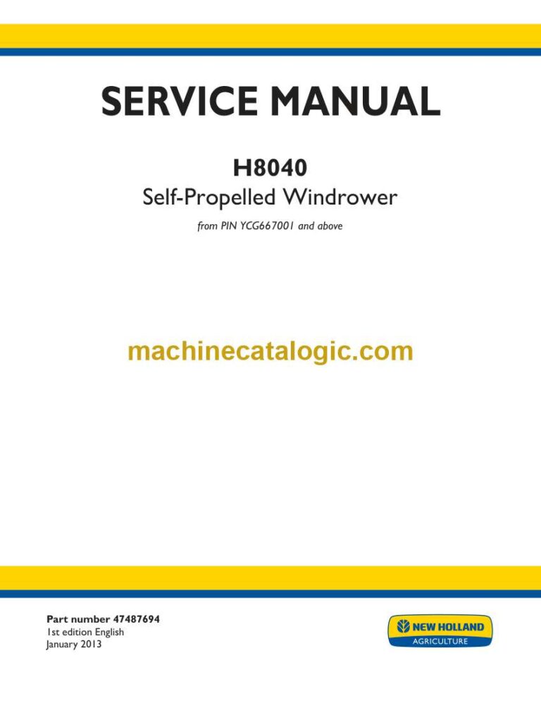 New Holland H8040 Self-Propelled Windrower Service Manual (47487694)