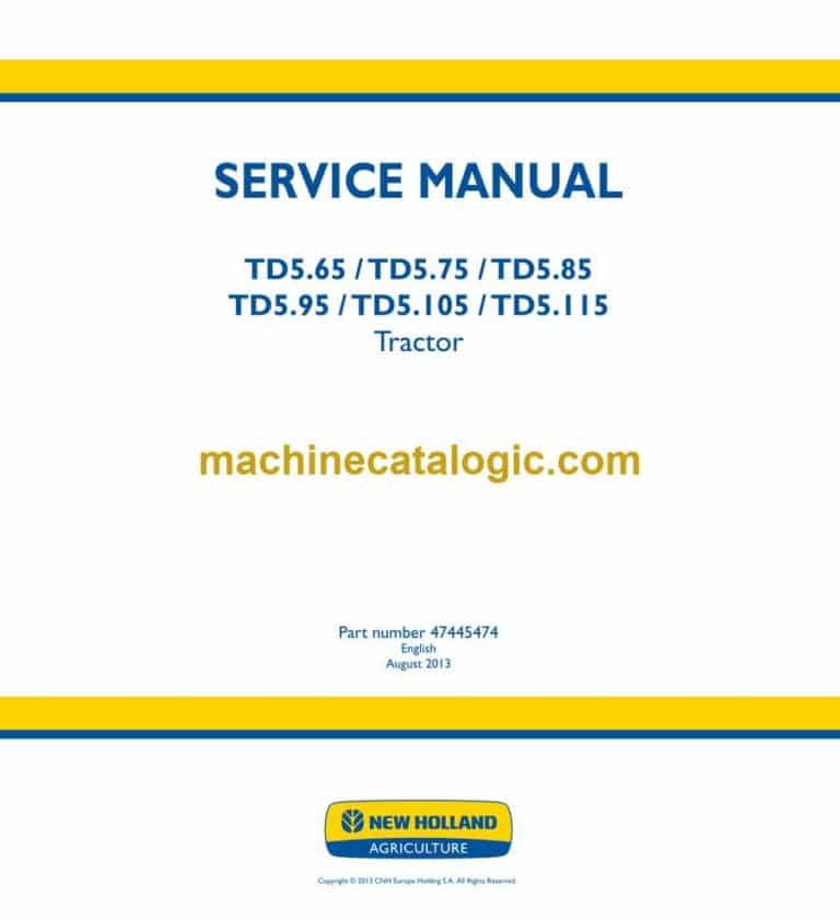 New Holland TD5.65, TD5.75, TD5.85, TD5.95, TD5.105, TD5.115 Tractor Service Manual (47445474)