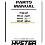 Hyster W65Z (A229) W60Z (A231) W80Z (A234) Walkie Parts Manual