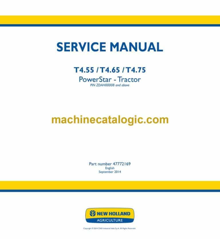 New Holland T4.55, T4.65, T4.75 PowerStar Tractor Service Manual (47772169)