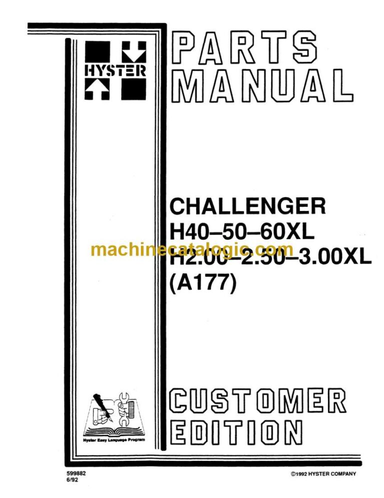 Hyster H40, H50, H60XL, H2.00, H2.50, H3.00XL (A177) Forklift Parts Manual