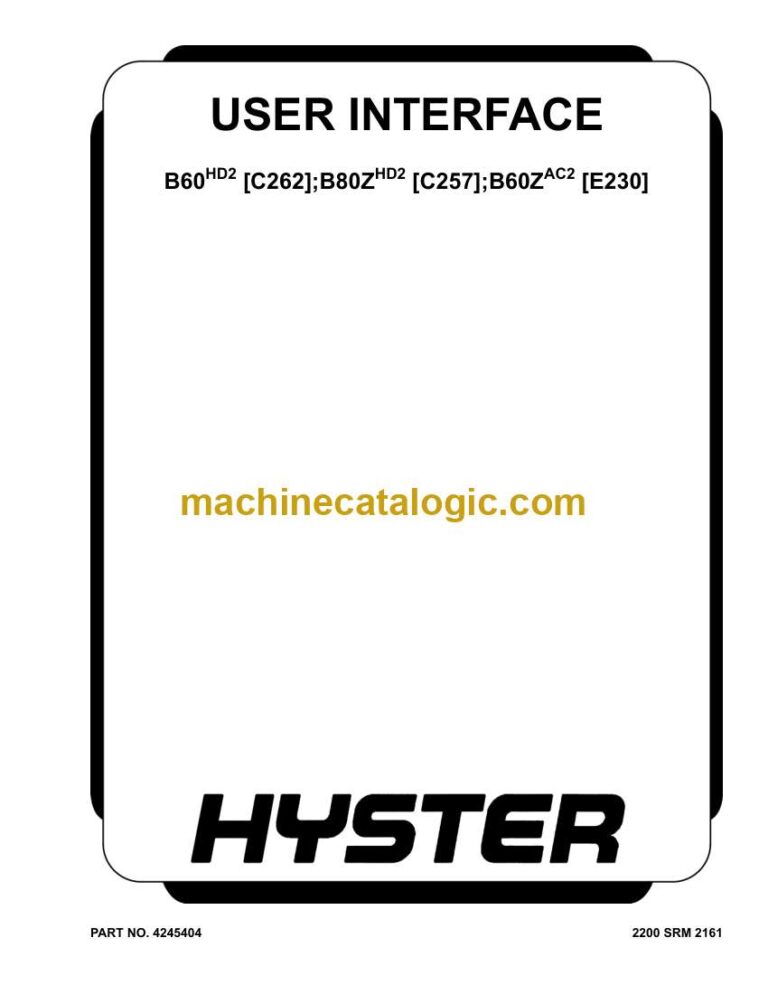Hyster B60ZAC (B230 B896) Forklift Service Manual