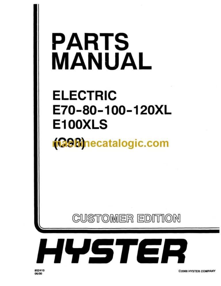 Hyster E70, E80, E100, E120XL, E100XLS (C98) Forklift Parts Manual